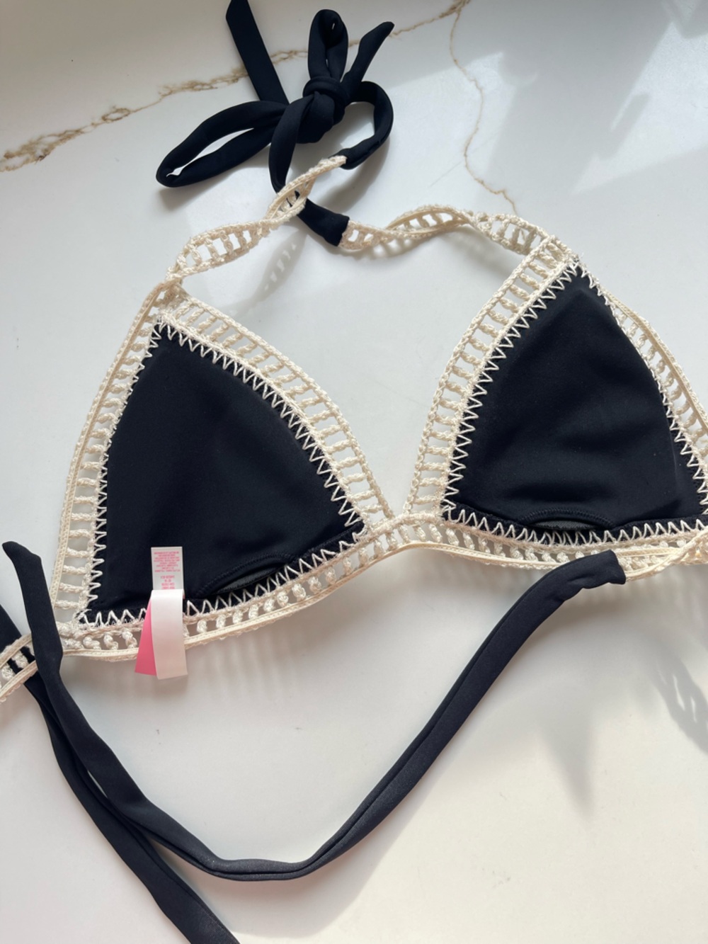 Victoria's Secret Black Crochet Bikini Top small - Picture 3 of 5